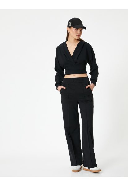 Pantaloni de trening drepti cu talie inalta