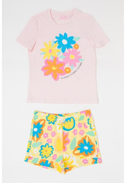 Pijama cu pantaloni scurti si model floral