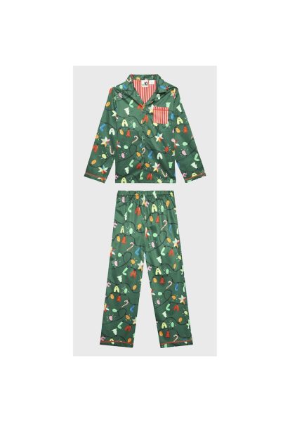 Pijama copii - Bumbac - Verde