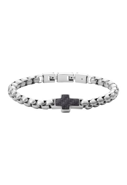 Bratara cu talisman cruce - Argintiu/Gri inchis