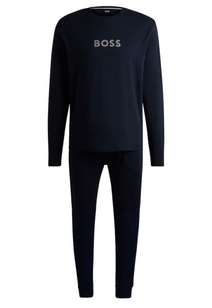 Pijama cu pantaloni lungi si imprimeu logo