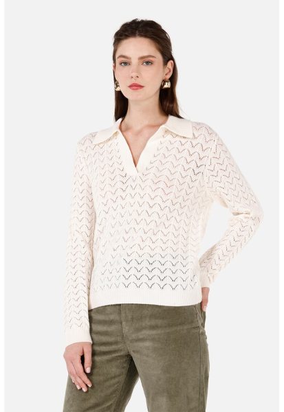 Pulover polo cu detalii Pointelle