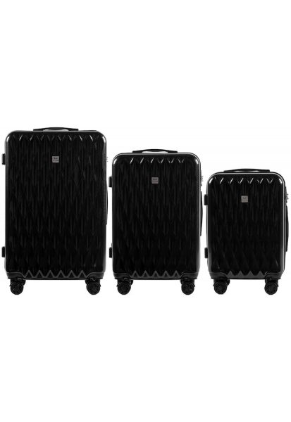 Set Trolere - PC 190 - 3 Piese - 4 Roti Duble - Cifru TSA - Policarbonat - Negru