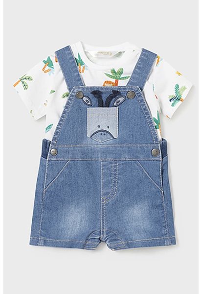 Set de tricou de bumbac si salopeta