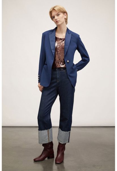 Sacou uni cu model cambrat