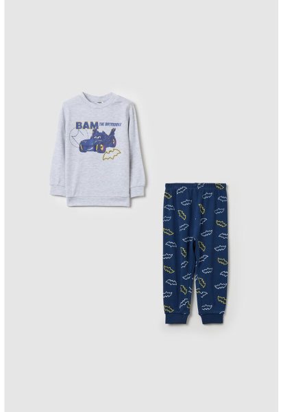 Pijama cu decolteu la baza gatului si imprimeu cu desene