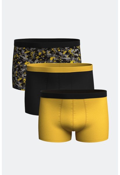 Set de boxeri cu model uni si imprimeu - 3 perechi