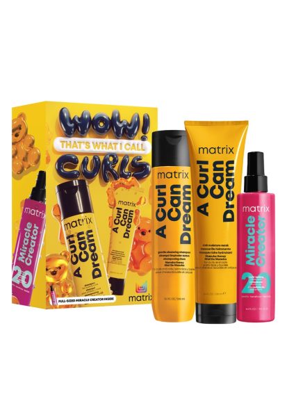 Set ingrijire profesioanala A Curl Can Dream cu Miere de Manuka pentru parul cret - contine: sampon 300ml + masca Intens Hidratanta 250ml + spray fara clatire multibeneficii Miracle Creator 190ml