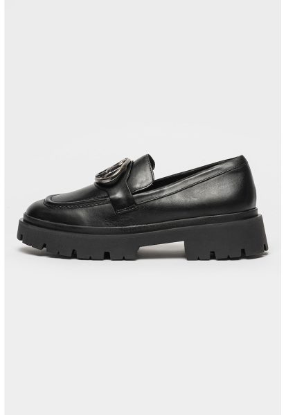 Pantofi loafer din piele cu aspect metalizat Perla
