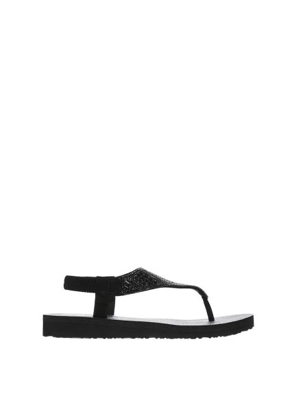 Sandale de piele ecologica cu aplicatii de strasuri Rock Crown
