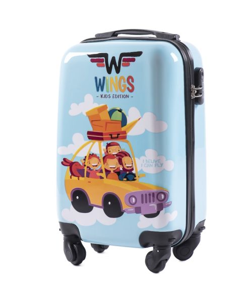 Troler Cabina - Policarbonat -  4 Roti - WKIDS - 50 cm - Imprimeu Car