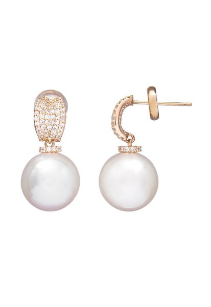 Cercei decorati cu zirconia si perle de sticla