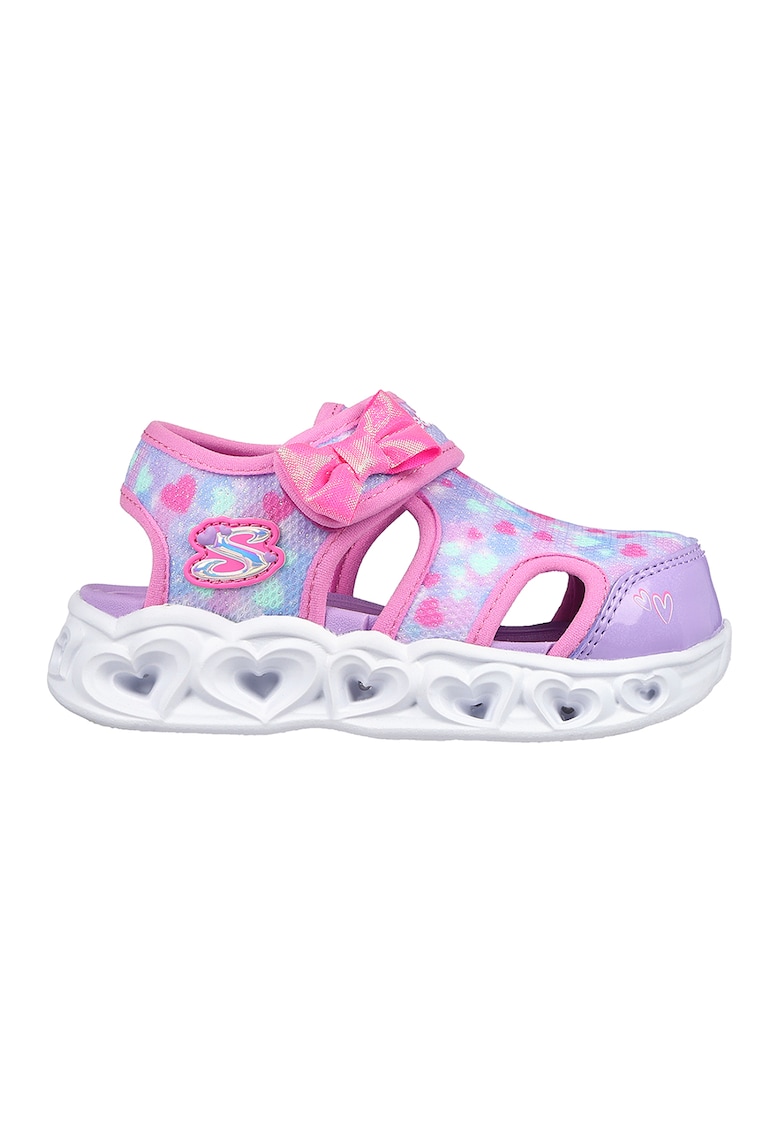 Sandale cu velcro si decupaje laterale Hearts Lights