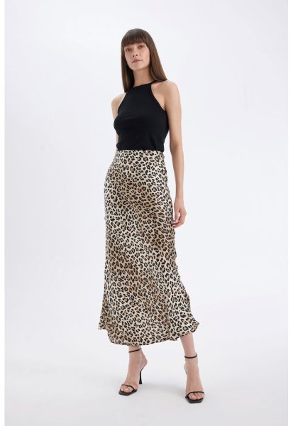 Fusta maxi cu croiala pe bie cu animal print