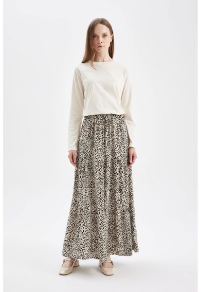 Fusta maxi evazata cu animal print