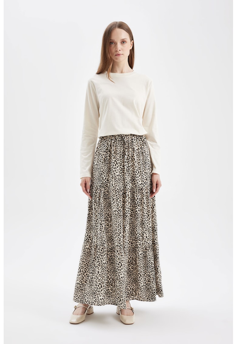 Fusta maxi evazata cu animal print