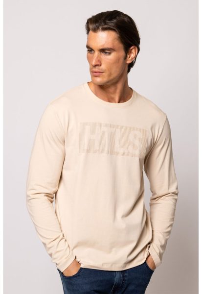 Bluza din bumbac cu decolteu la baza gatului si logo Colin