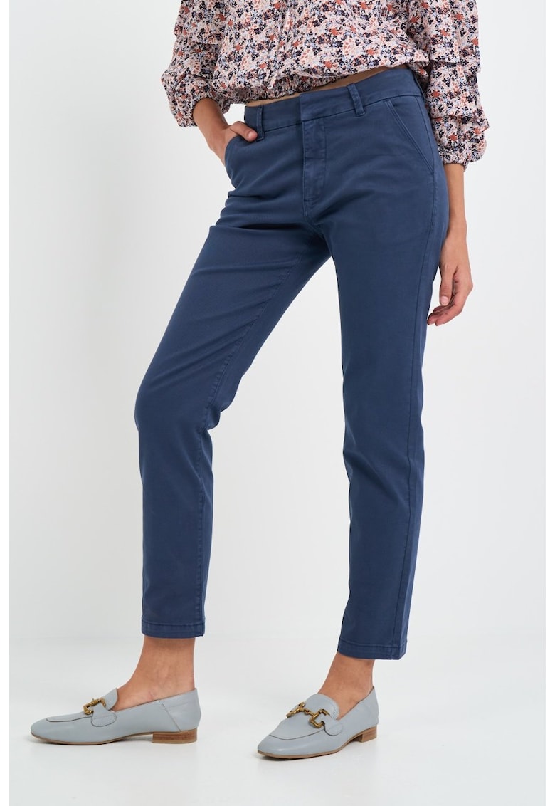Pantaloni dama uniforma cu buzunare oblice -  Albastru