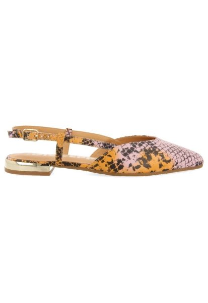 Balerini slingback de piele cu aspect piele de sarpe LASCARI 27855