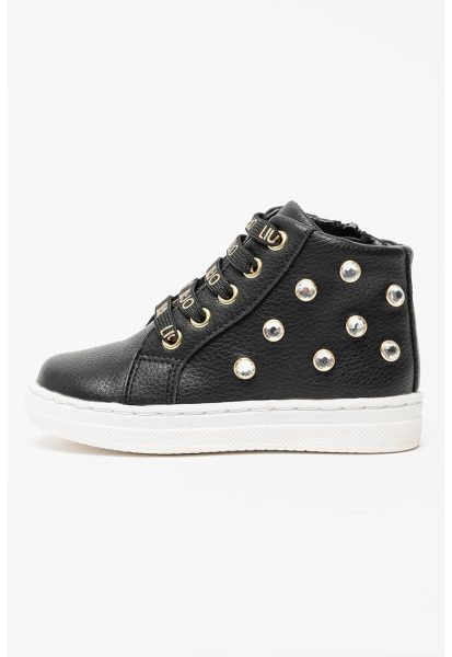 Pantofi sport inalti de piele ecologica cu strasuri Mini Alicia