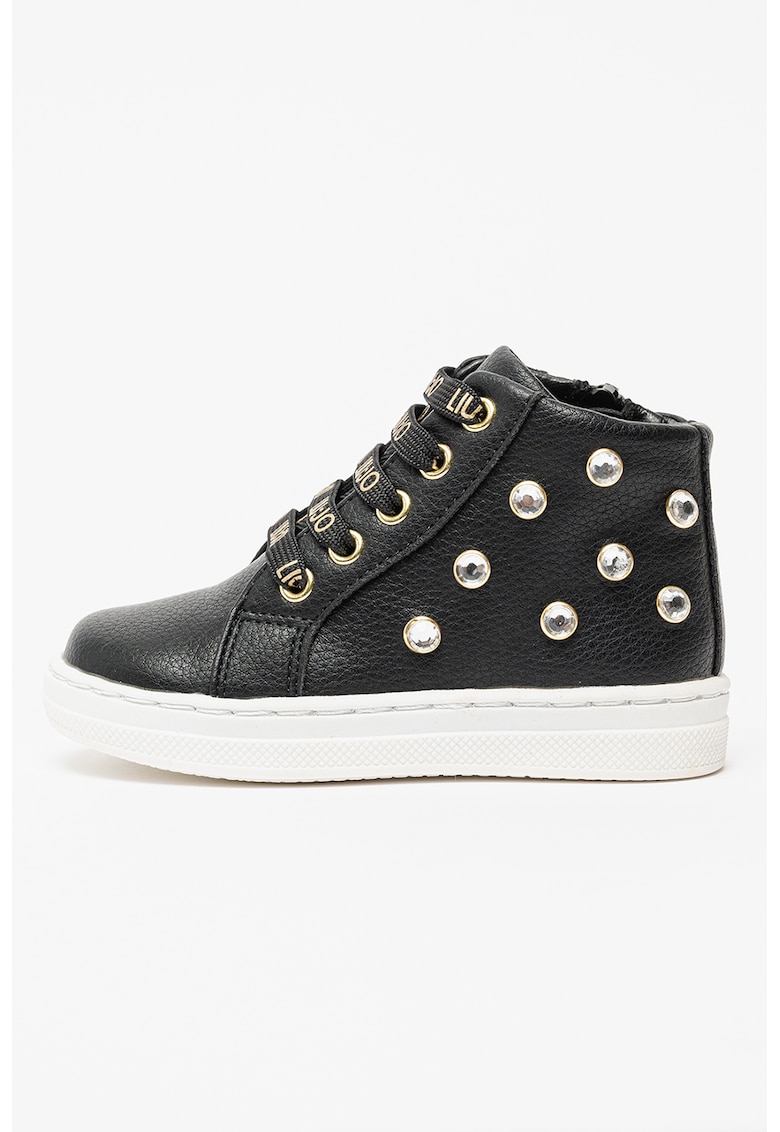 Pantofi sport inalti de piele ecologica cu strasuri Mini Alicia