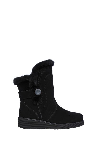 Cizme wedge mid-calf de piele intoarsa Keepsakes - Negru