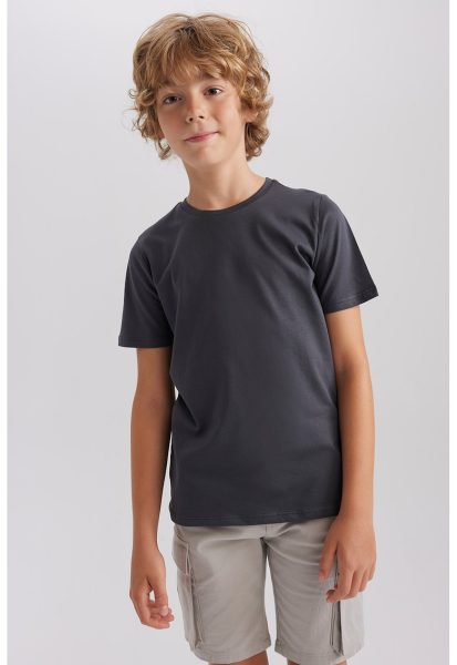 Tricou de bumbac cu decolteu la baza gatului