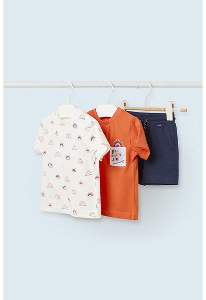 Set de pantaloni scurti si tricou de bumbac - 3 piese
