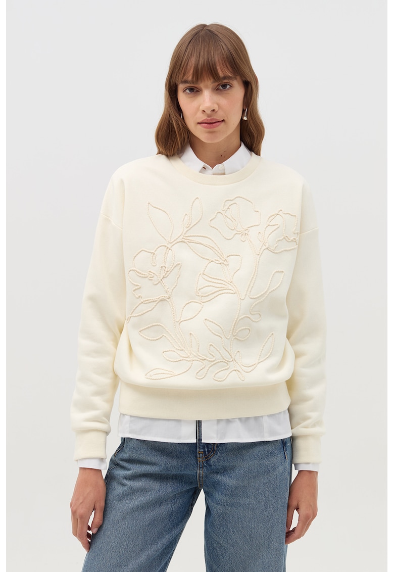 Bluza de trening cu maneci cazute si broderie