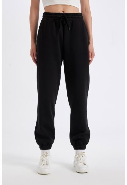Pantaloni de trening cu snur si talie inalta