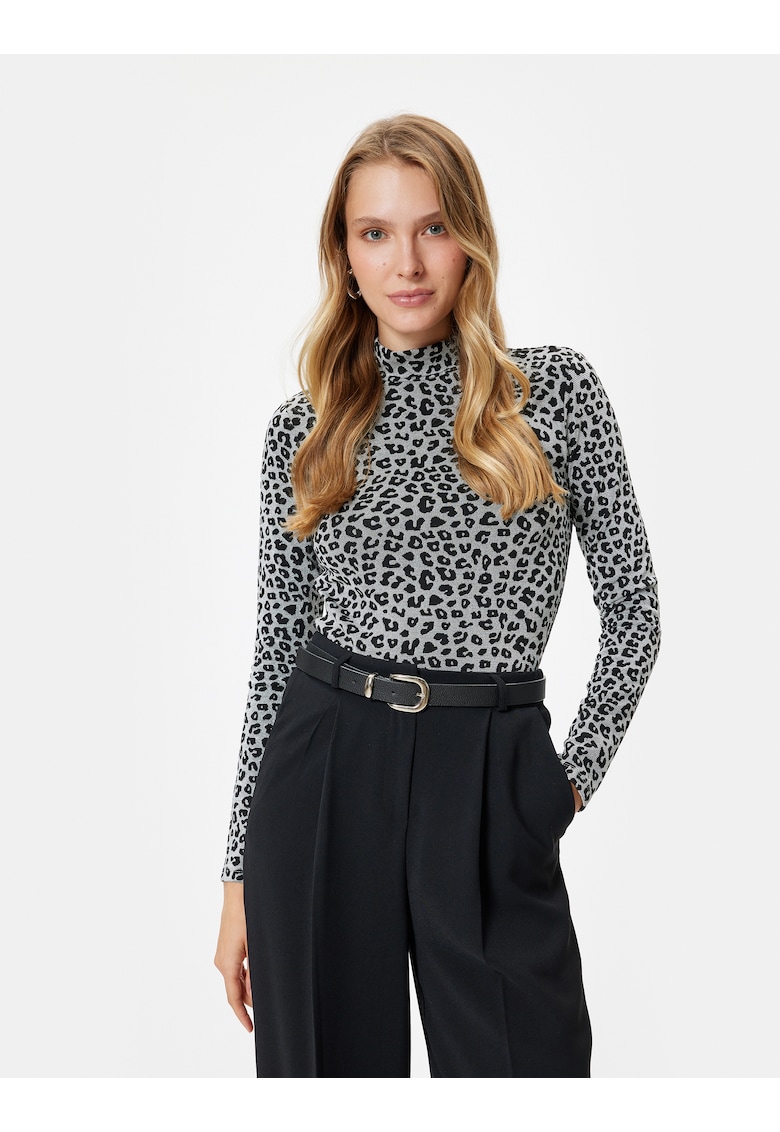 Bluza slim fit cu animal print