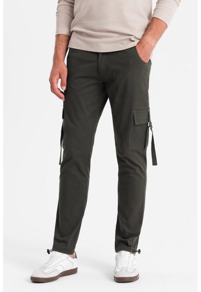 Pantaloni cargo cu croiala dreapta si terminatii ajustabile