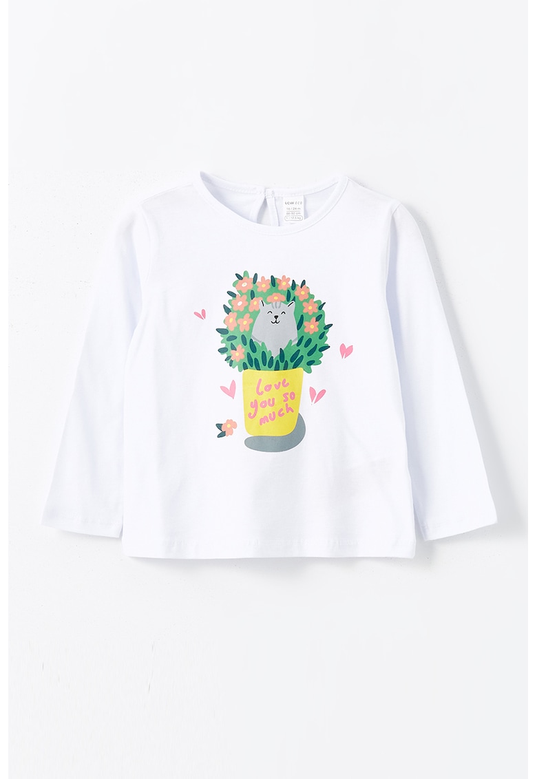 Bluza de bumbac cu imprimeu cu pisici