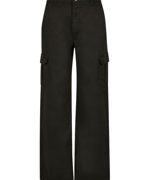 Pantaloni cargo cu croiala dreapta si talie inalta