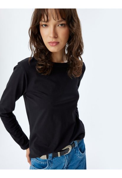 . Bluza din bumbac cu decolteu la baza gatului