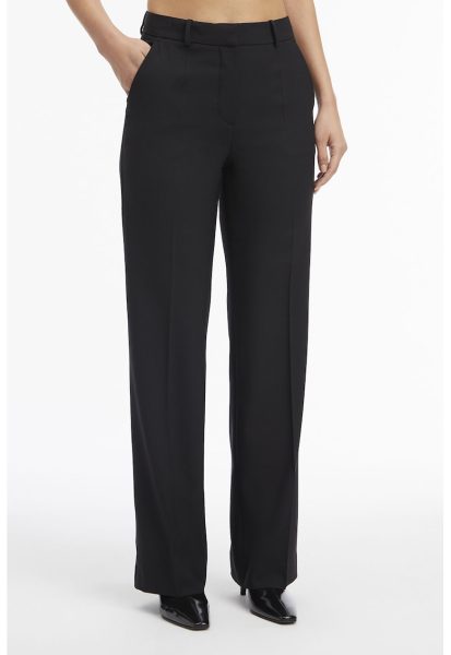 Pantaloni bootcut din amestec de lana cu talie inalta