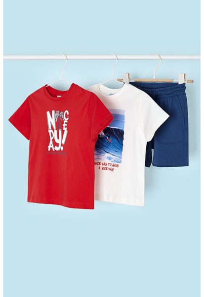 Set de pantaloni scurti si tricouri cu imprimeu - 3 piese