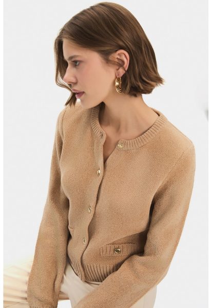 Cardigan tricotat cu terminatii striate