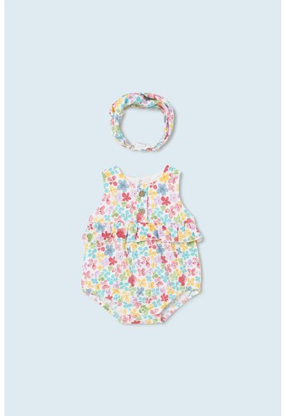 Set de salopeta scurta de bumbac si bentita - 2 piese