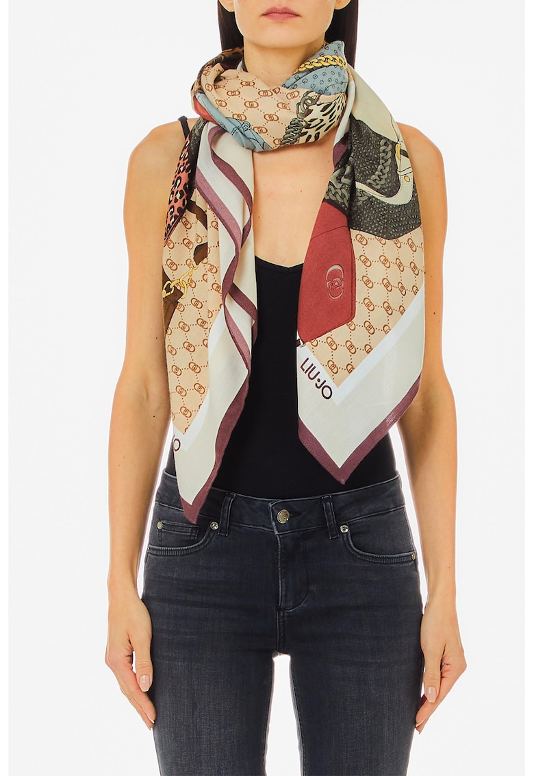 Esarfa cu model grafic si logo La Puffy Scarf
