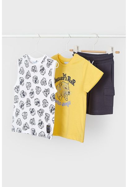 Set de pantaloni scurti - tricou si top din bumbac - 3 piese