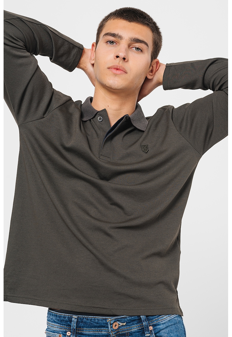Bluza polo din amestec de bumbac organic