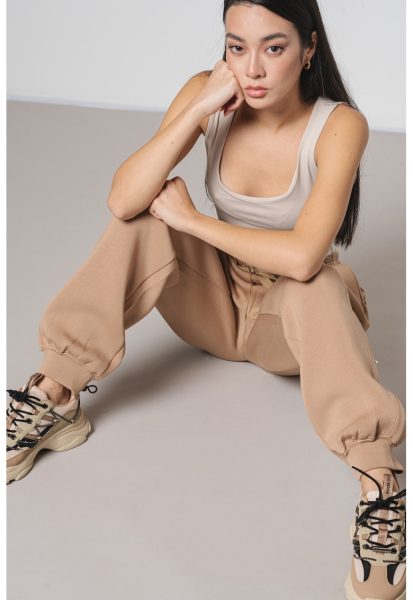 Pantaloni relaxed fit de trening cu talie ajustabila