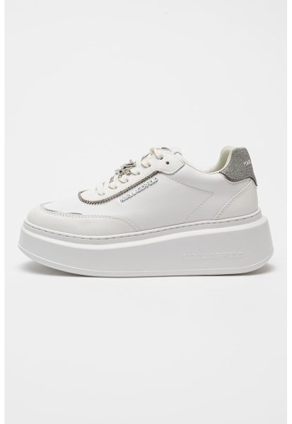 Pantofi sport din piele cu talpa wedge si model uni