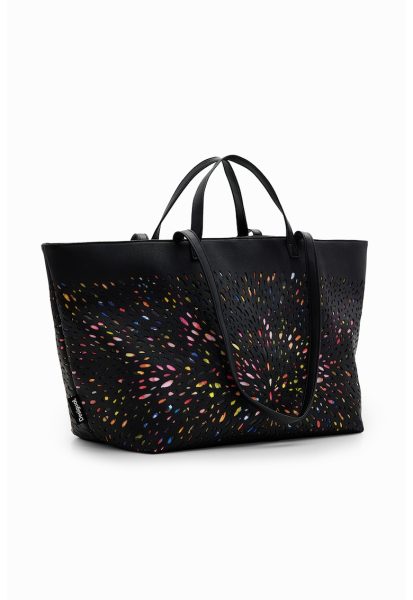 Geanta shopper de piele ecologica cu decupaje