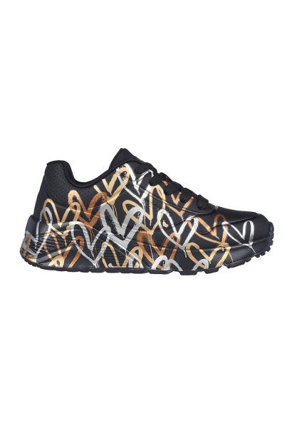 Pantofi sport de piele ecologica cu imprimeu cu inimi Street