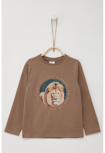 Bluza de bumbac cu imprimeu leu