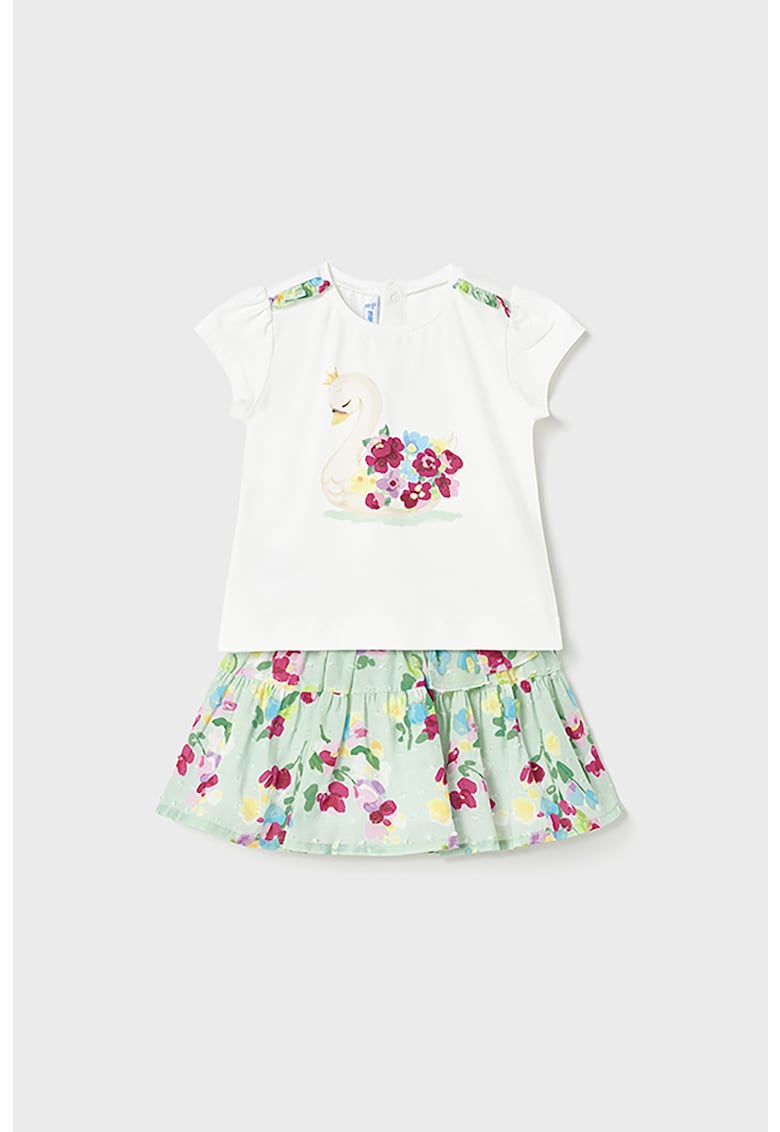 Tricou si fusta cu model floral