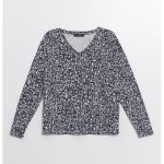 Bluza cu decolteu in V si imprimeu abstract