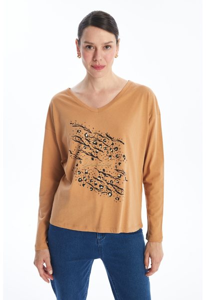 Bluza de bumbac cu imprimeu frontal